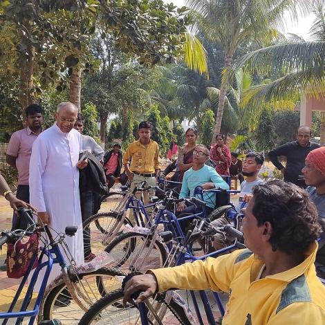 Battery operated tricycles  donated to 11 Handicapped persons today as part of Christmas celebration in Dhobasole.